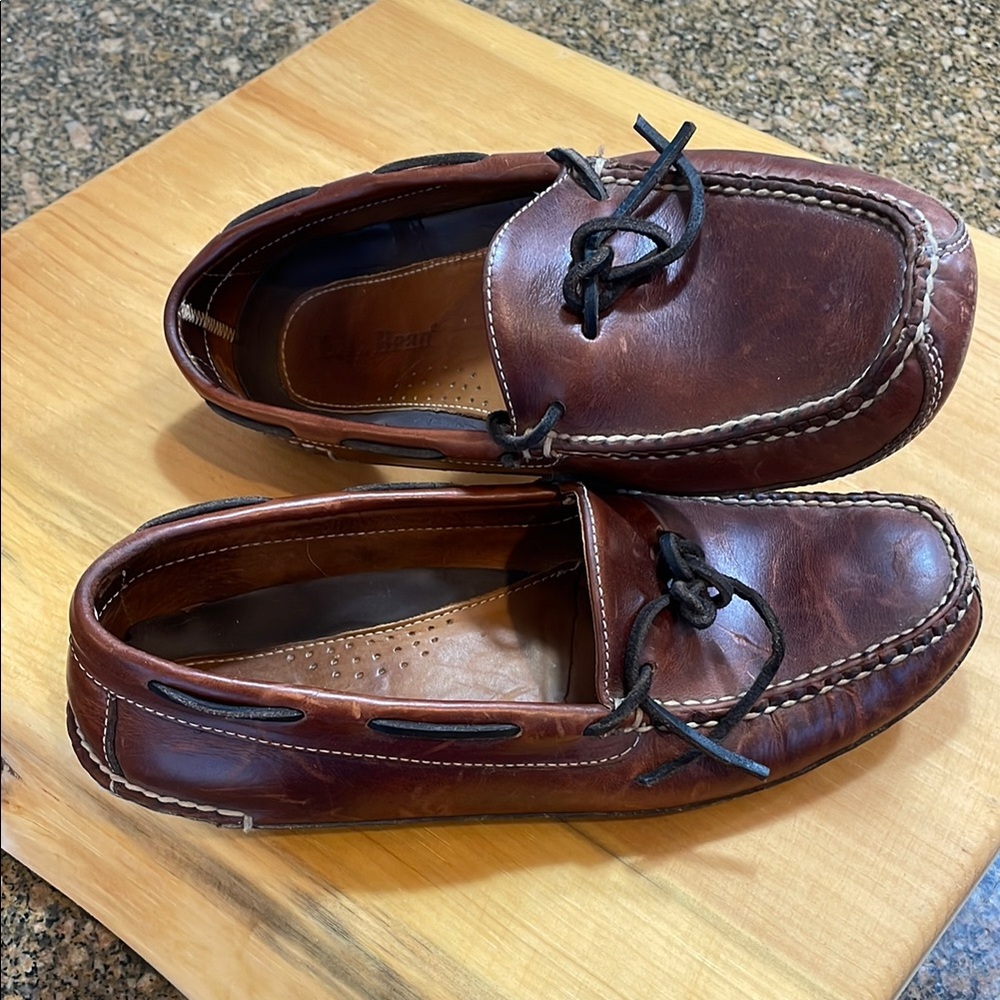 L.L. Bean Brown Leather Loafers with Moccasin Stitching